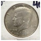 1968-D  silver Kennedy half dollar