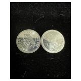 (2) 1 g silver rounds