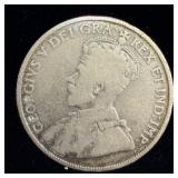 1919 silver Canadian half dollar