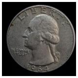 1964ï¿½D silver Washington Quarter