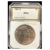 1881-S silver Morgan dollar MS