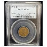 1945-D wheat penny VF30 PCGS