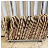 Rolling Metal Cart w/ 33 Folding Chairs