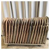 Rolling Metal Cart w/ 34 Folding Chairs