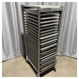 Commercial Rolling Aluminum Sheet Pan Rack w/24>