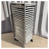 Commercial Rolling Aluminum Sheet Pan Rack w/24 >