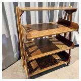 Vintage Rolling 4 Shelf Bookshelf 48'x37'