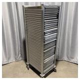 Commercial Rolling Aluminum Sheet Pan Rack w/ 39>
