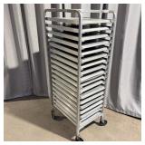 Commercial Rolling Aluminum Sheet Pan Rack w/ 18>