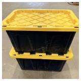 (2) large 27 gallon black and yellow plastic