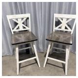 (2) Rustic Farmhouse Roscoe Swivel Pub Height >