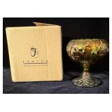 Fenton Green Carnival Glass Waterlily Cupped >