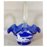 Fenton Cobalt Blue Mary Gregory Basket 8.5'