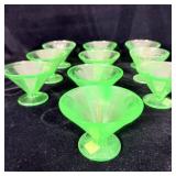 (10) Federal Glass Green Uranium Sherbert Dishes