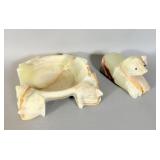 Mexican Onyx Mesoamerican Stone Ashtray & Bear