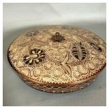 Hand edged Turkish copper serving dish 8 inches