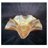 Vintage Marigold Carnival Glass Handkerchief >