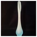 Viking Blue Swung Glass Bud Vase 11'