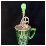 Vintage Green Uranium Glass Hand Crank Mixer