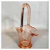 Westmoreland Pink Depression Ruffled Basket 8'