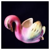 MCM Colonial China Swan Pink & Gold Luster Planter