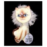 Vintage Enesco Ceramic Furry Cat