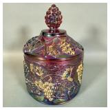 #1250/1500 Fenton Red Carnival Glass Grape Leaf >