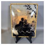 Victorian courting couple reverse painted