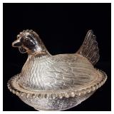 Indiana Glass Pink Depression Glass Hen on Nest 6'