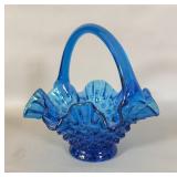 Fenton Blue Hobnail Brides Basket 5.5'