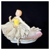 Vintage Ucagco Porcelain Lace Ballerina Swan >