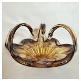 Vintage Amber Curled Ruffled Edge Bowl 5'