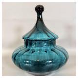 Vintage Empoli Italian teal blue art glass >