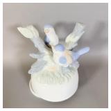 Vintage Porcelain Bluebird Trio Music Box