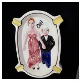 Vintage Porcelain Naughty Couple Ashtray 6'