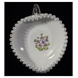 Fenton Violets in the Snow Heart Relish Dish