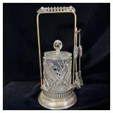 Antique Victorian pickle castor with lead crystal