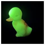 Fenton Handpainted Uranium Glass Duck 4'