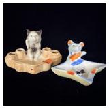 Vintage Cat Cigarette Holder Ashtray & Mouse >