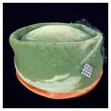 Vintage Green Velvet Maxine Bucket Hat Rhinestone>