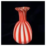 Vintage Murano Glass Candy Stripe Bud Vase 4.5'