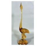 Viking Amber Glass Epic Egret Bird 11'