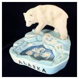 Vintage Ceramic Alaskan Polar Bear Souvenir Ash >