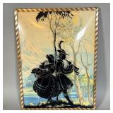 Victorian courtship reverse painted silhouette