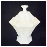 Vintage Anchor Hocking Milk Glass Pedestal Covered