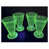 (4) Anchor Hocking green uranium glass >