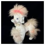 Vintage Poodle  Dog White Angora Fur Figurine