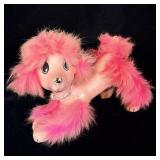 Vintage pink Poodle Dog pink Angora Fur Figurine