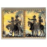 (2) Reverse Painted Bubble Glass Silhouettes>