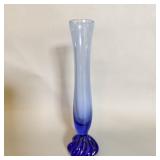 Swedish 3 Stars Blue Glass Bud Vase 7'